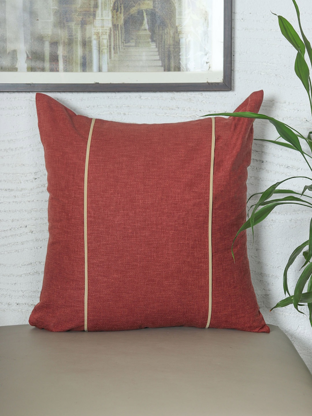 

ZEBA Rust Striped Square Cushion Cover