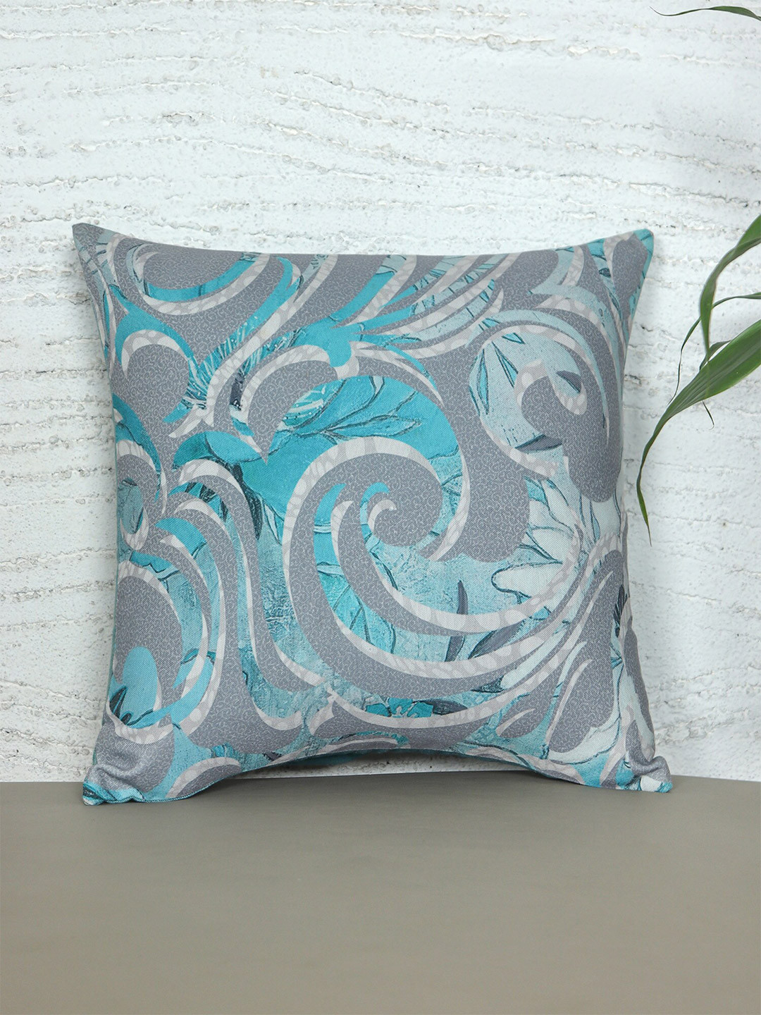 

ZEBA Grey & Blue Abstract Printed Square Cushion Cover