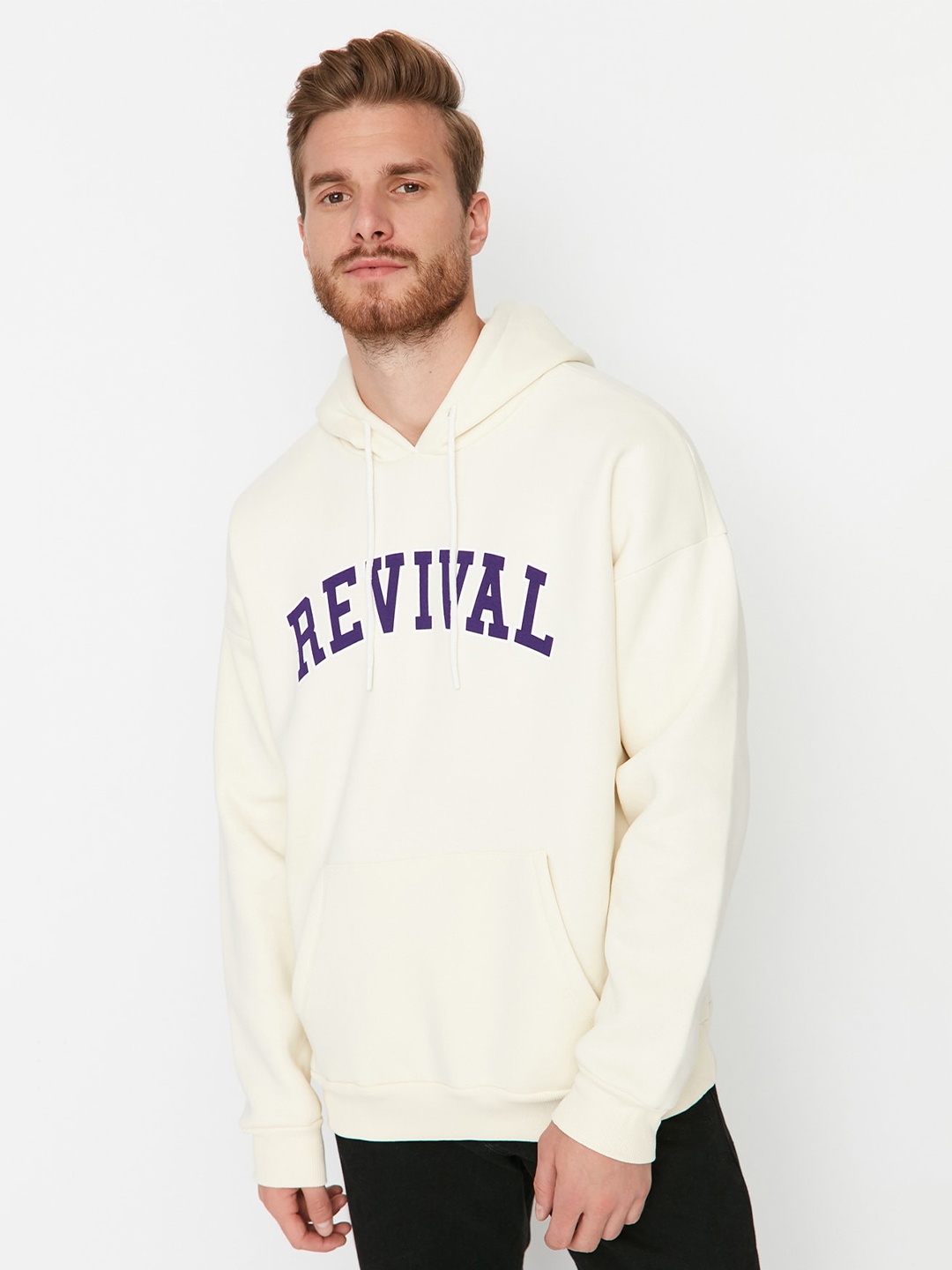

Trendyol Typography Printed Hooded Long Sleeves Sweatshirt, Off white