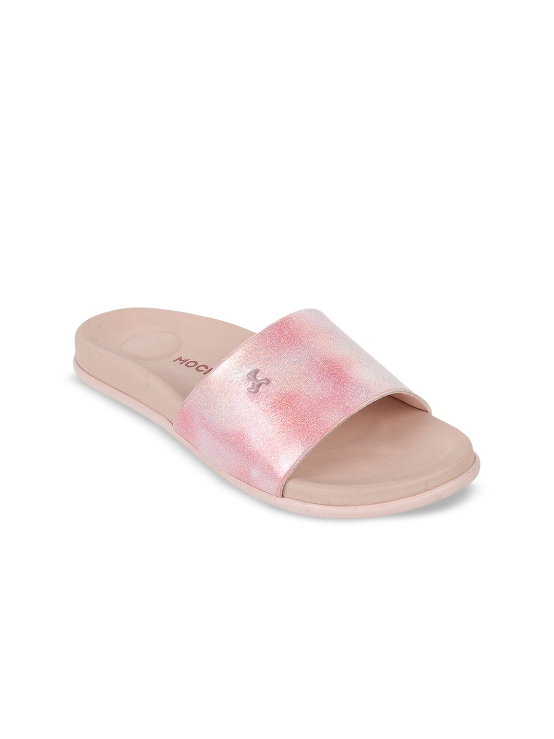 

Mochi Women Printed Sliders, Pink