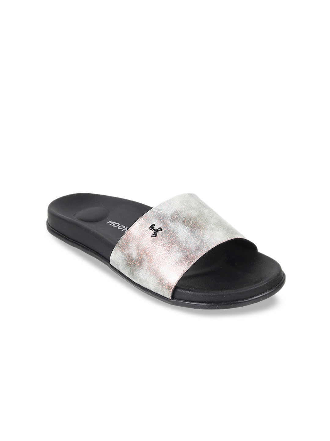 

Mochi Women Printed Sliders, Black