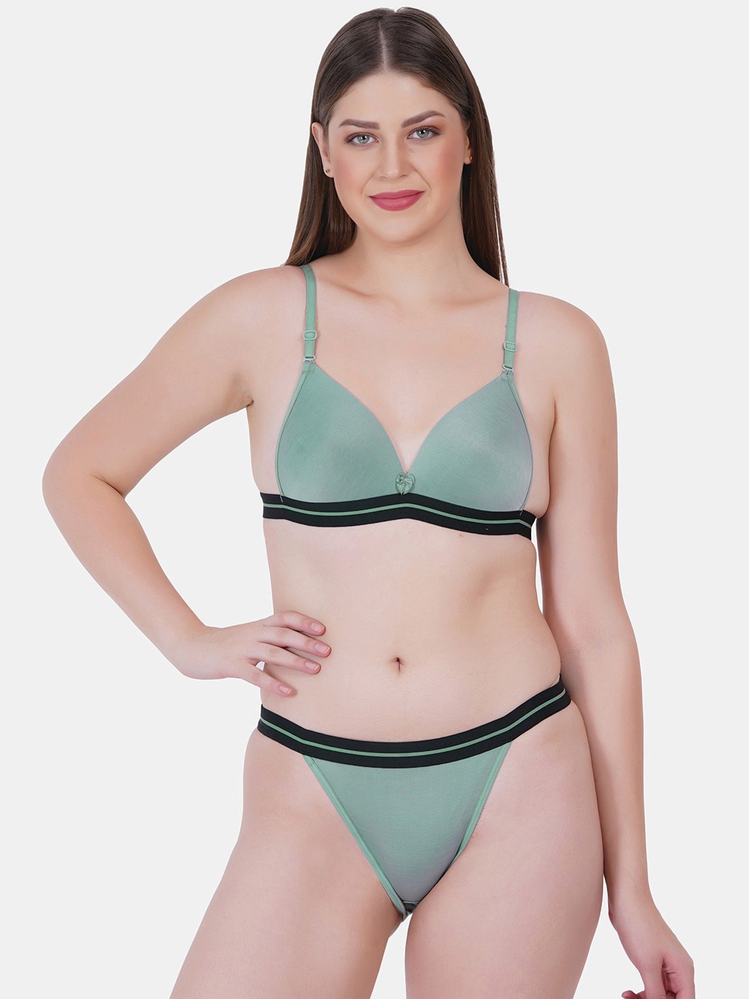 

Reveira Plus Size Non Padded Lingerie Set, Sea green