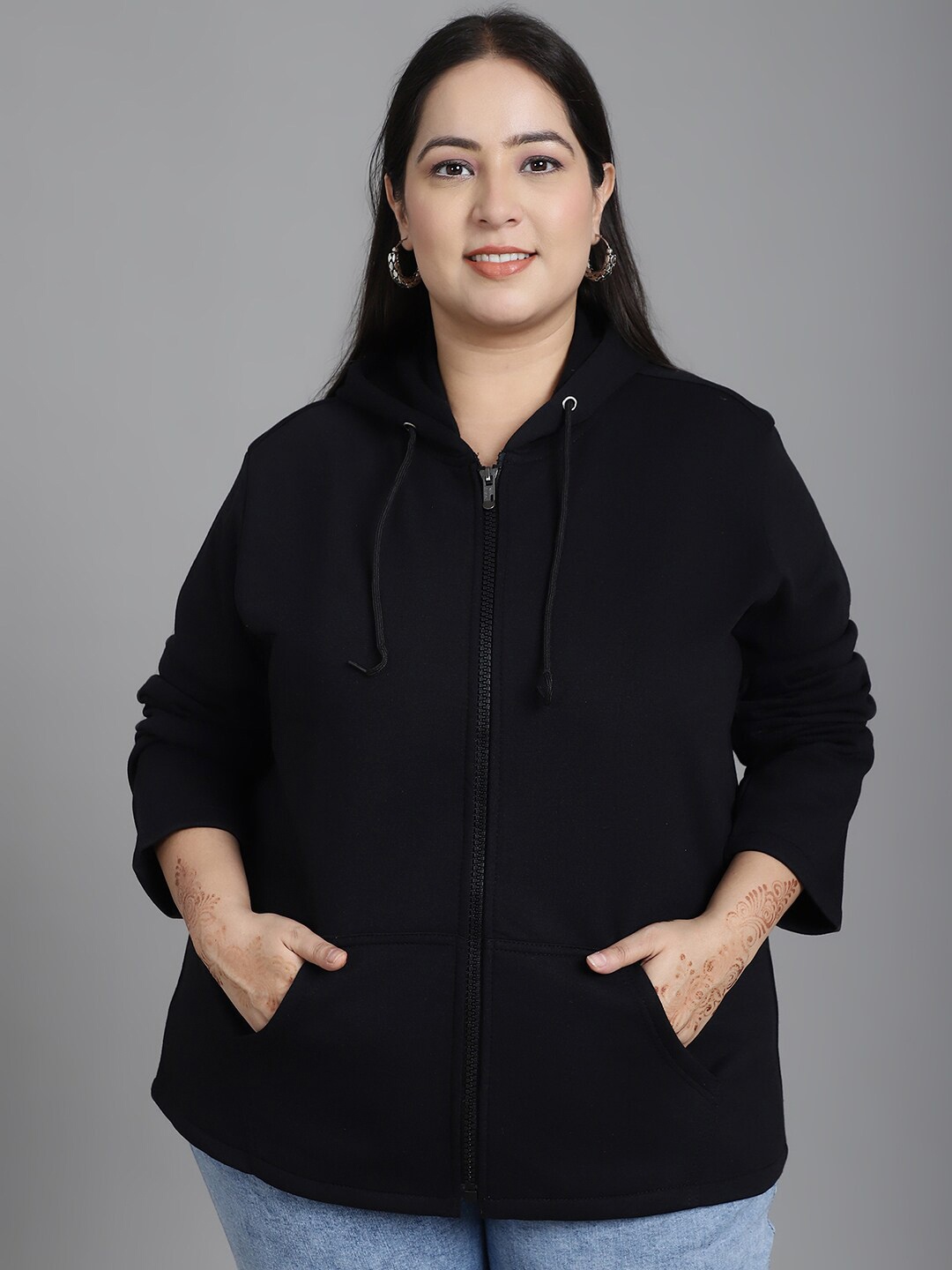 

urSense Plus Size Hooded Fleece Sweatshirt, Black