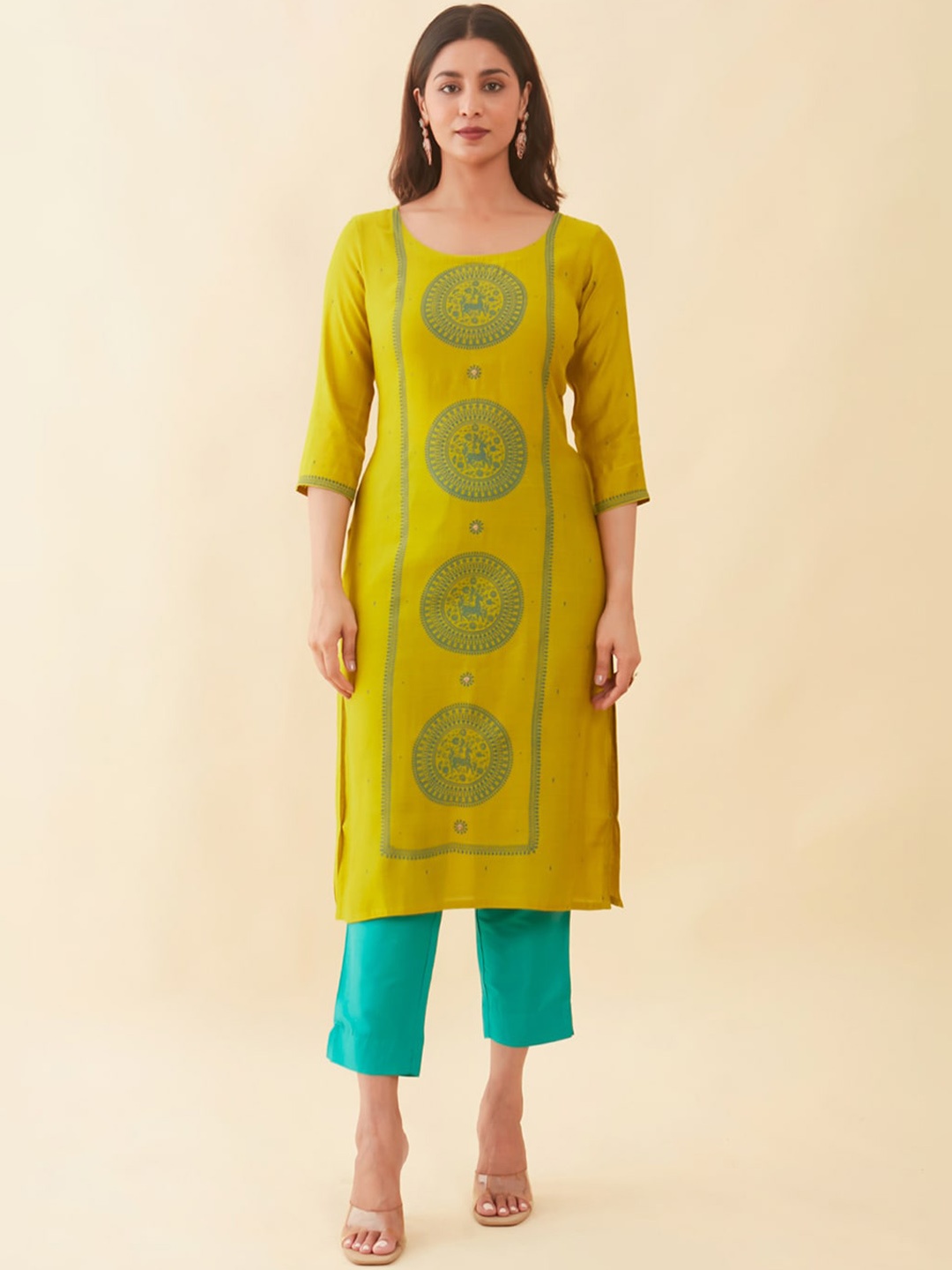 

Maybell Ethnic Motifs Printed Kurta, Green
