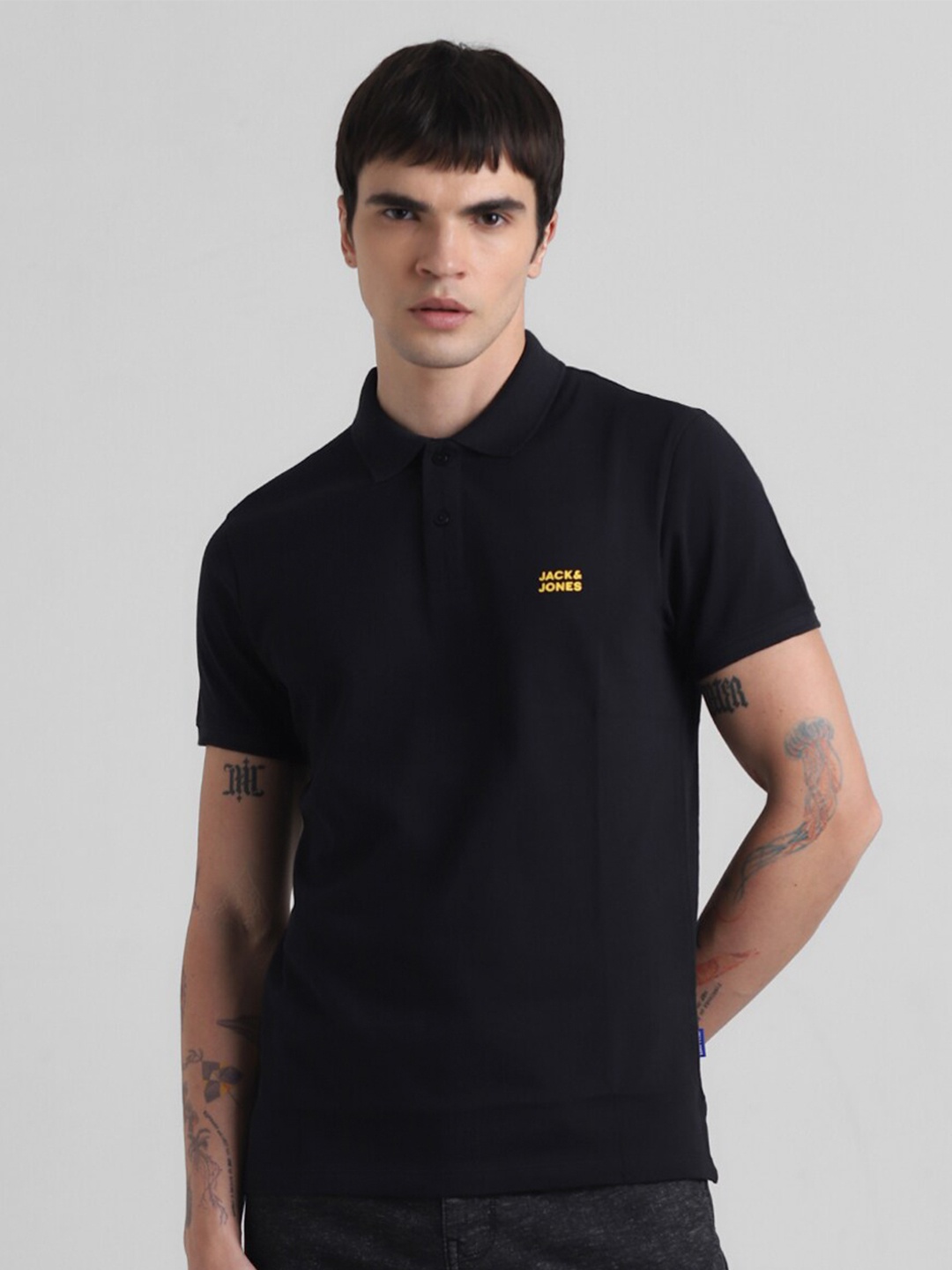 

Jack & Jones Polo Collar Slim Fit Pure Cotton T-shirt, Black