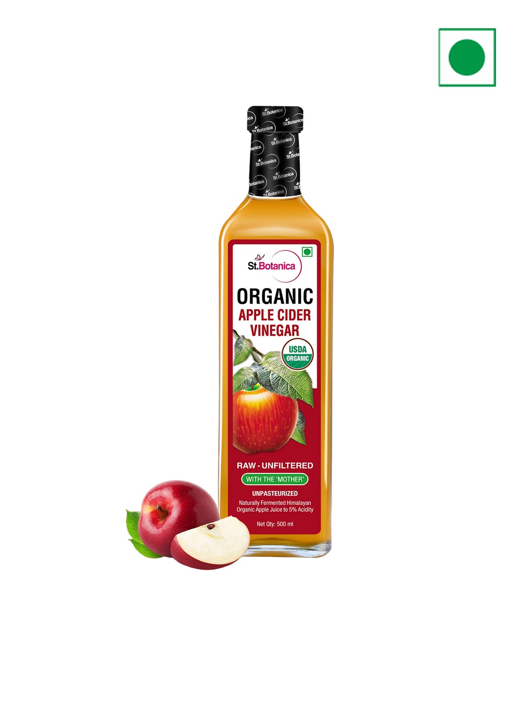 

St.Botanica Organic Apple Cider Vinegar Raw Unfiltered With The Mother - 500ml, White