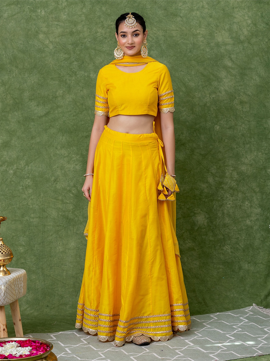 

KASYA Gotta Patti Ready to Wear Lehenga & Blouse With Dupatta, Yellow