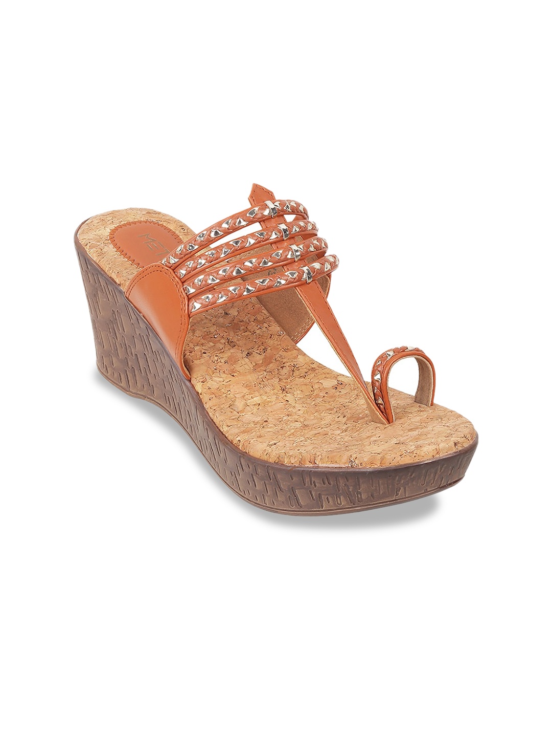 

Metro Braided Strap One Toe Wedge Heels, Tan