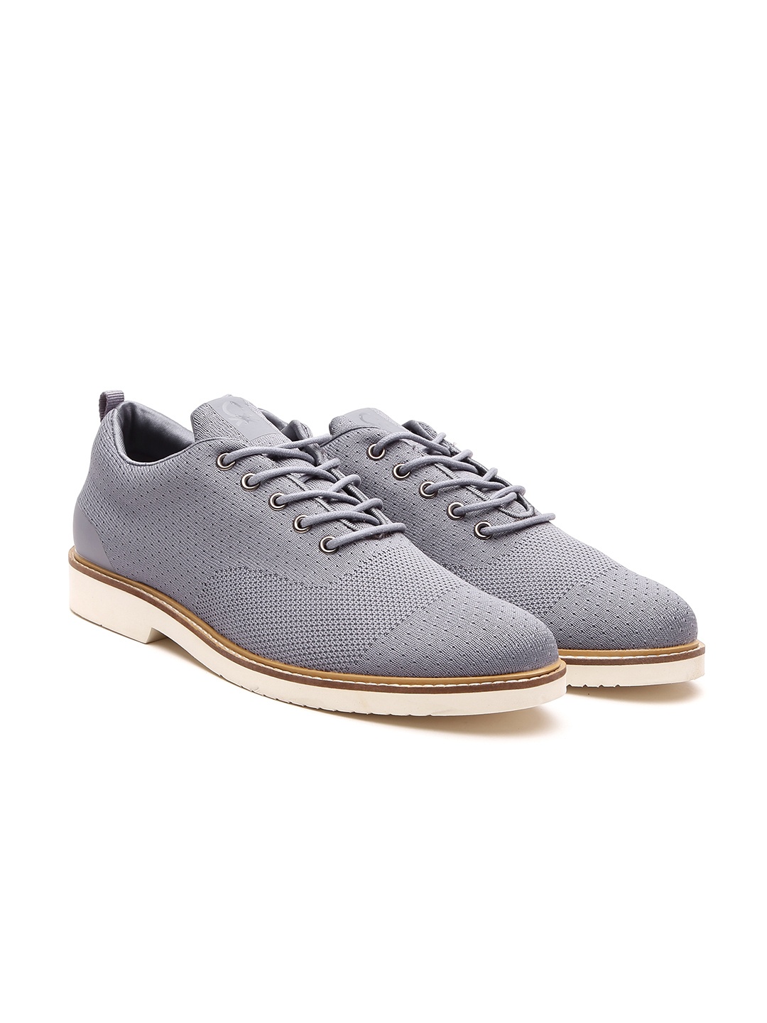 

United Colors of Benetton Men Grey Patterned Oxfords