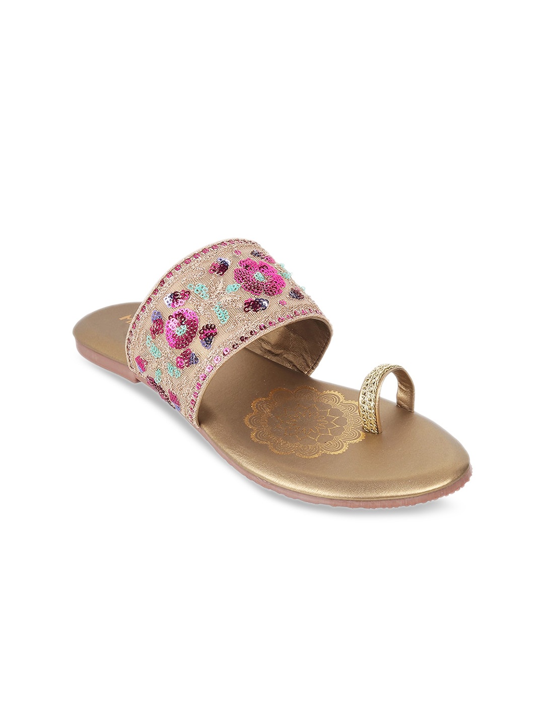 

Metro Sequin Embellished One Toe Flats, Gold