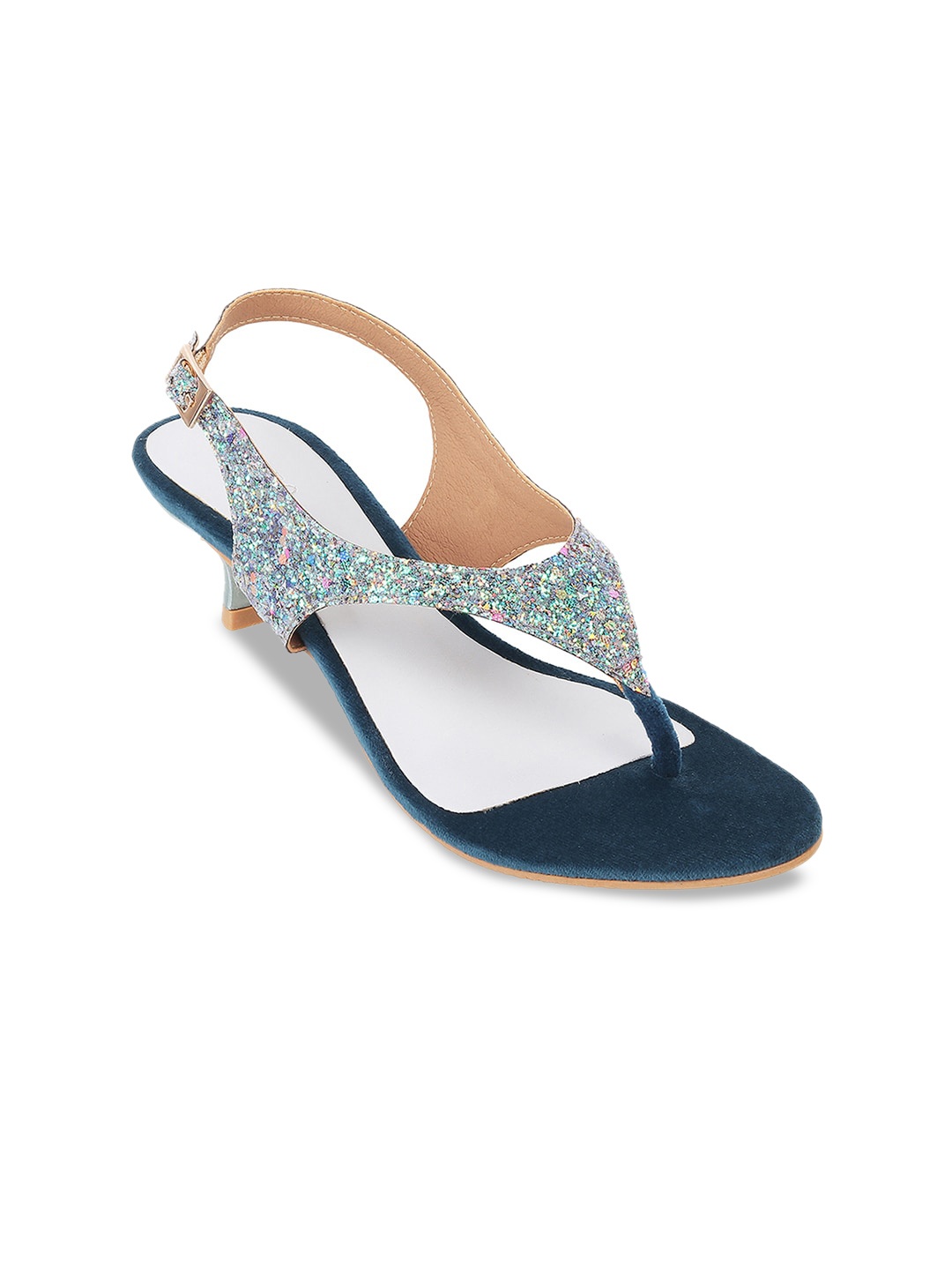 

Metro Embellished Party Kitten Heels With Buckle Detail, Blue
