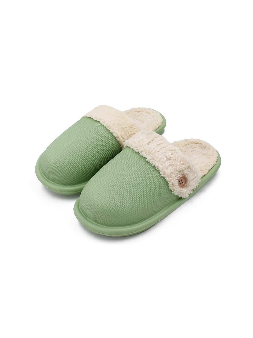 

JENNA Women Self Design Fur Warm Winter Room Slippers, Green
