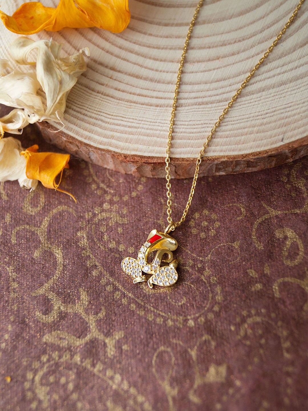 

MANNASH Gold-Plated Sterling Silver Charm Pendant With Chain