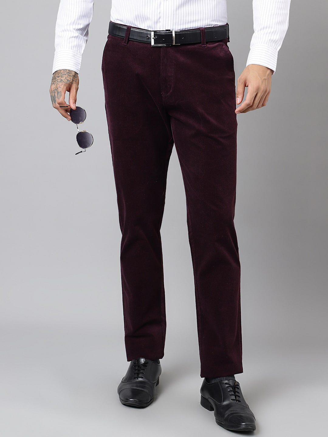

Hancock Men Original Slim Fit Easy Wash Corduroy Formal Trousers, Burgundy