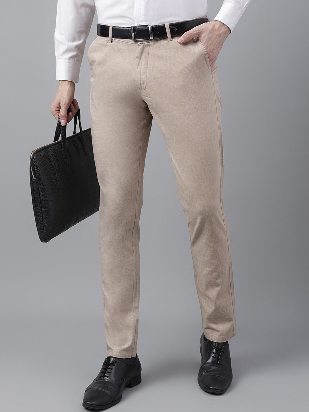 

Hancock Men Original Slim Fit Easy Wash Formal Trousers, Beige