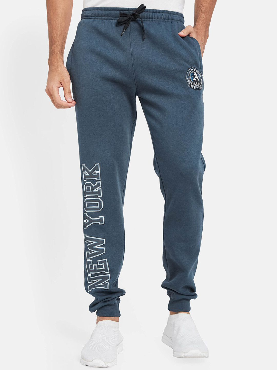 

Octave Men Printed Mid-Rise Joggers, Blue