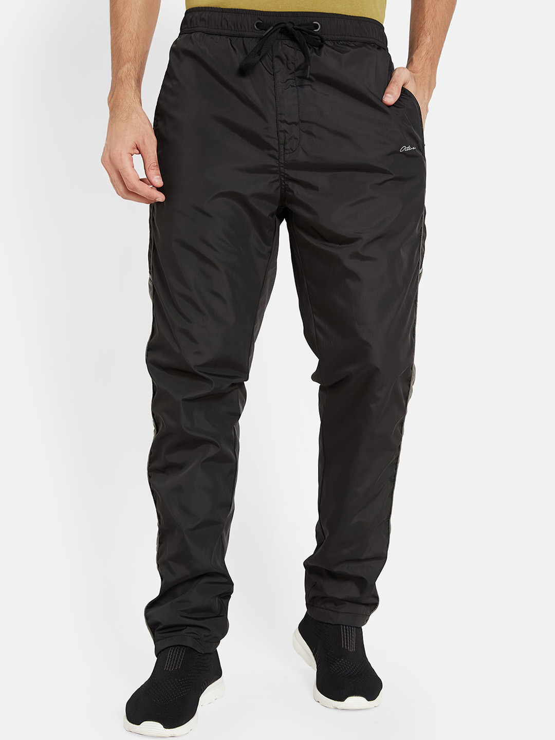 

Octave Men Mid-Rise Cotton Track Pant, Black