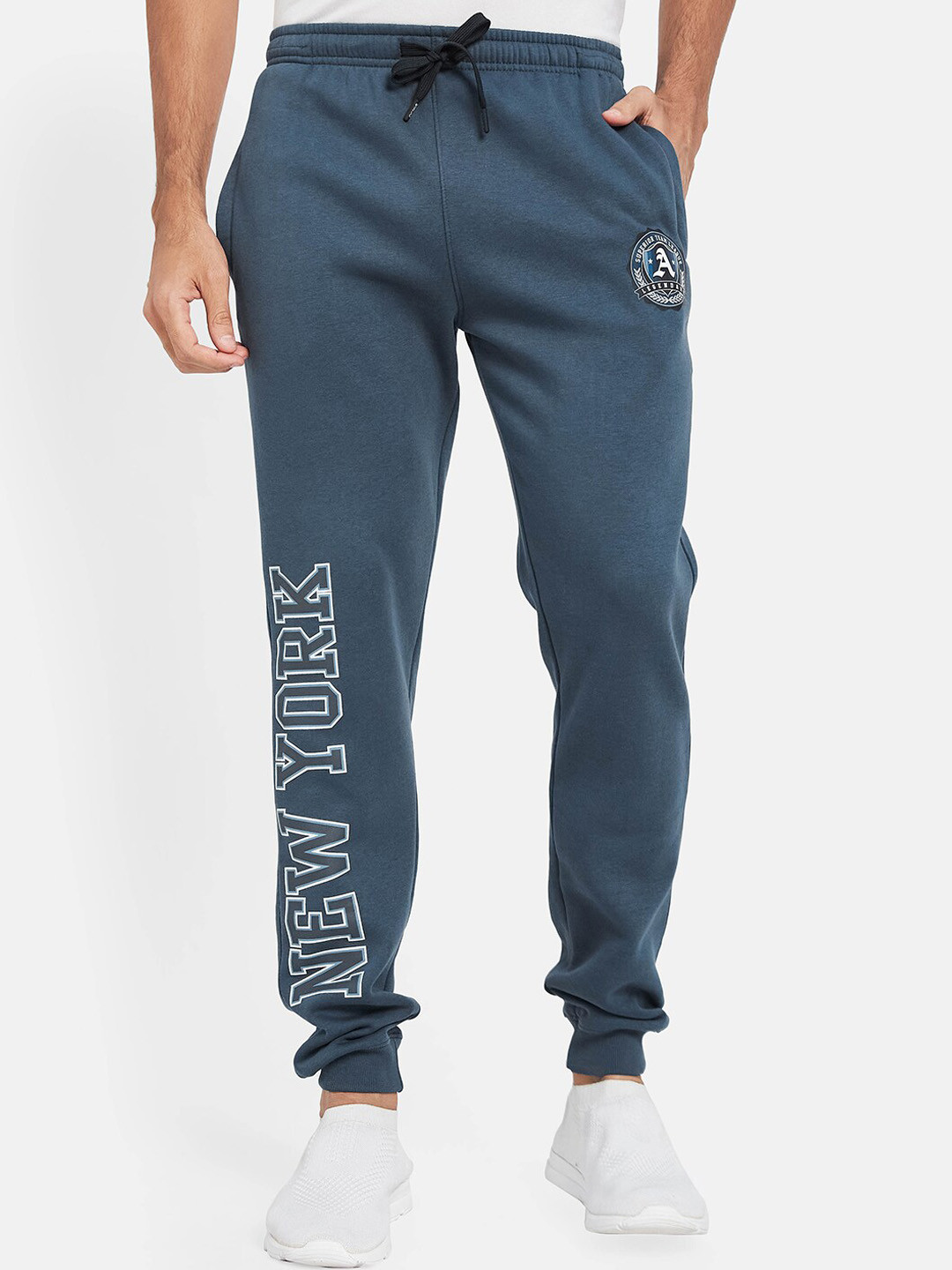 

Octave Typography Printed Fleece Joggers, Blue