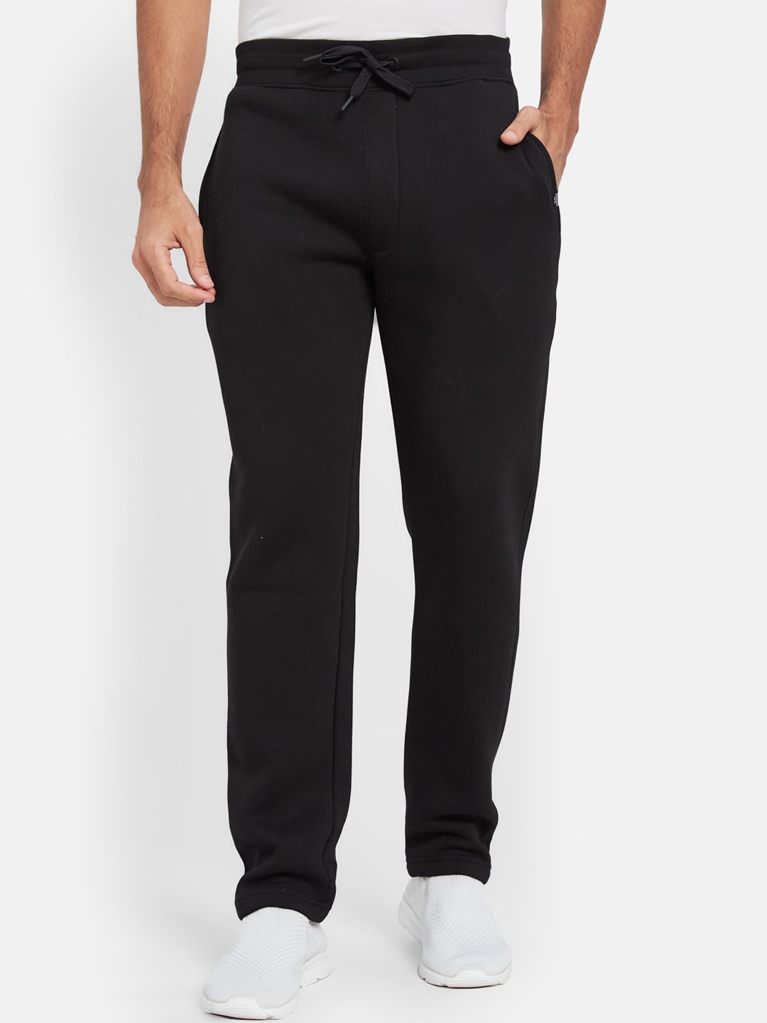 

Octave Men Mid-Rise Fleece Track Pant, Black