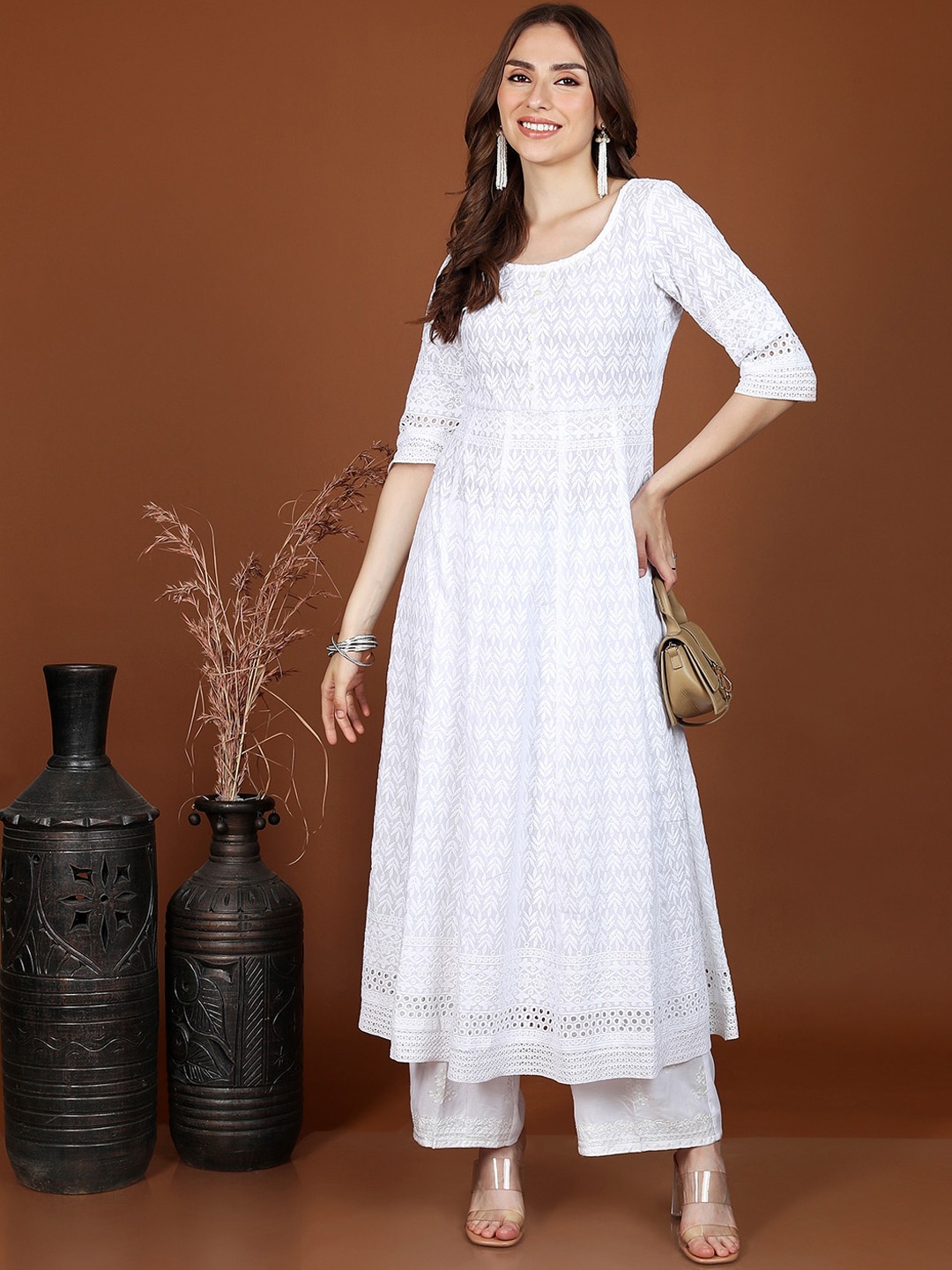 

Vishudh Ethnic Motifs Embroidered Anarkali Kurta, White