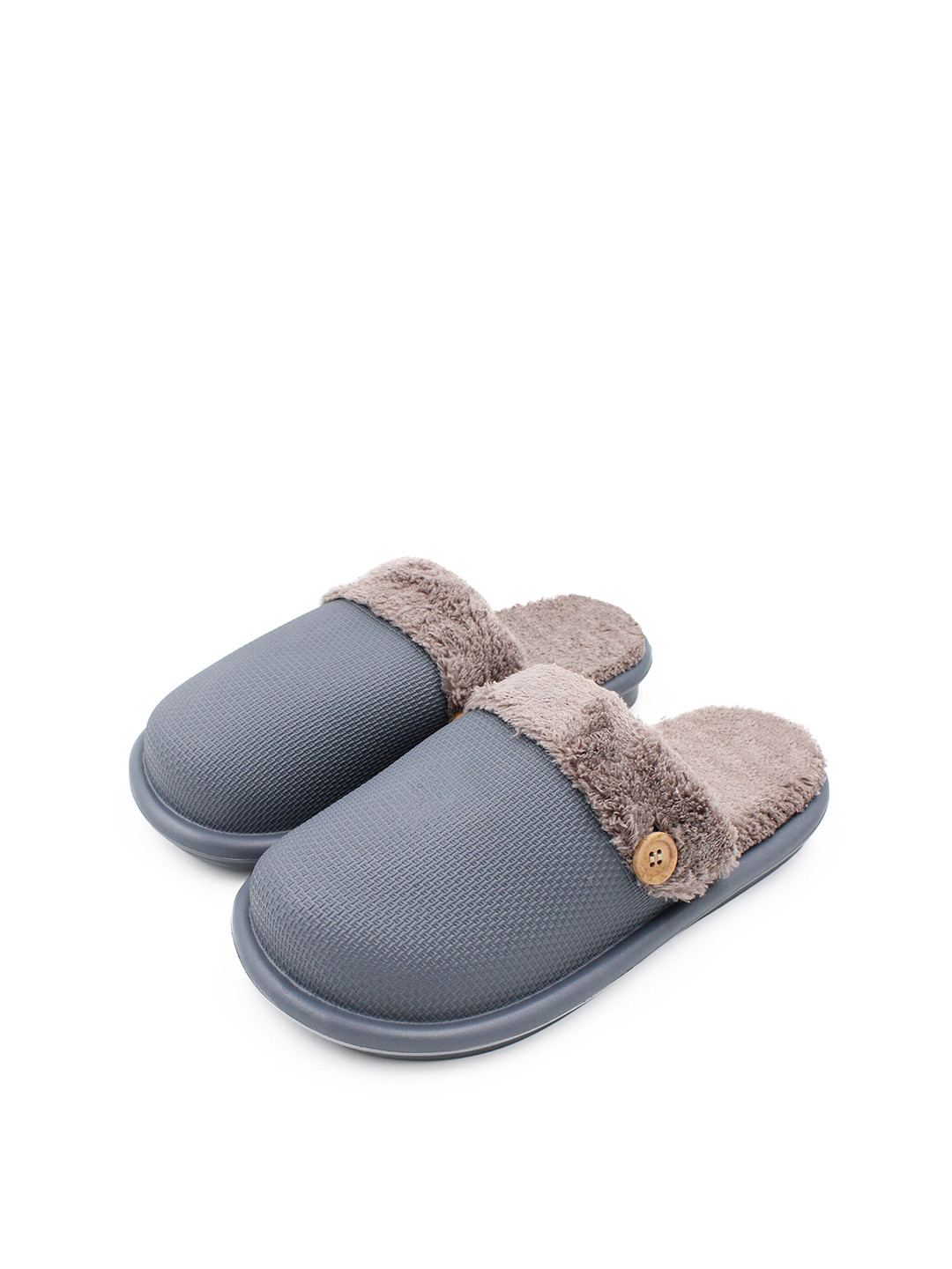 

JENNA Men Self Design Fur Warm Winter Room Slippers, Grey