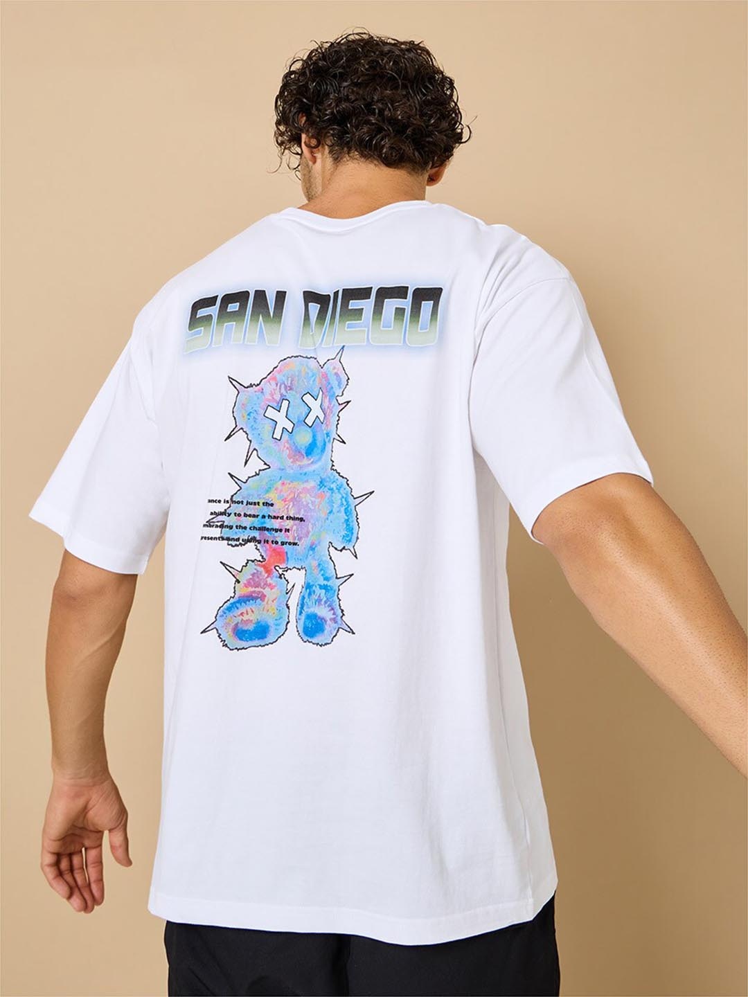 

Styli Men White Printed Applique T-shirt