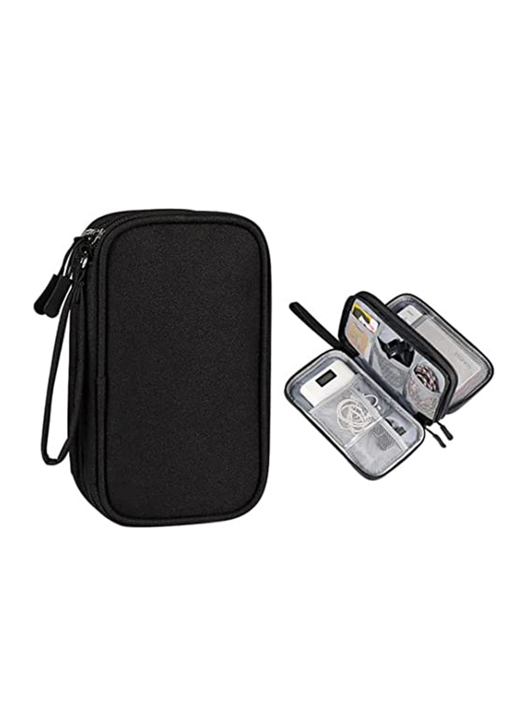 

HOUSE OF QUIRK Black Self Design Canvas Multi-Utility Travel Organiser Bag