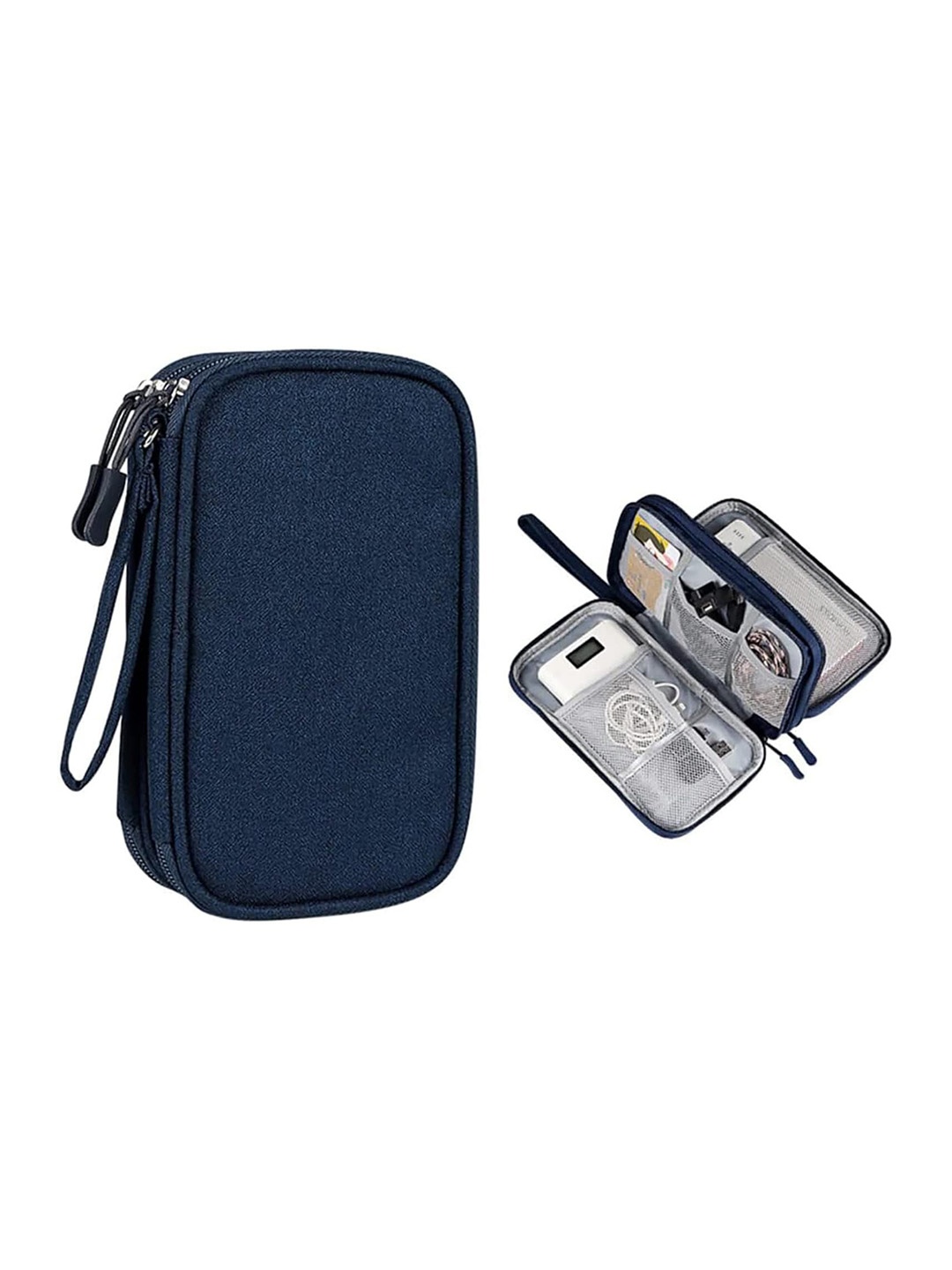 

HOUSE OF QUIRK Navy Blue Self Design Canvas Multi-utility Travel Organiser Bag