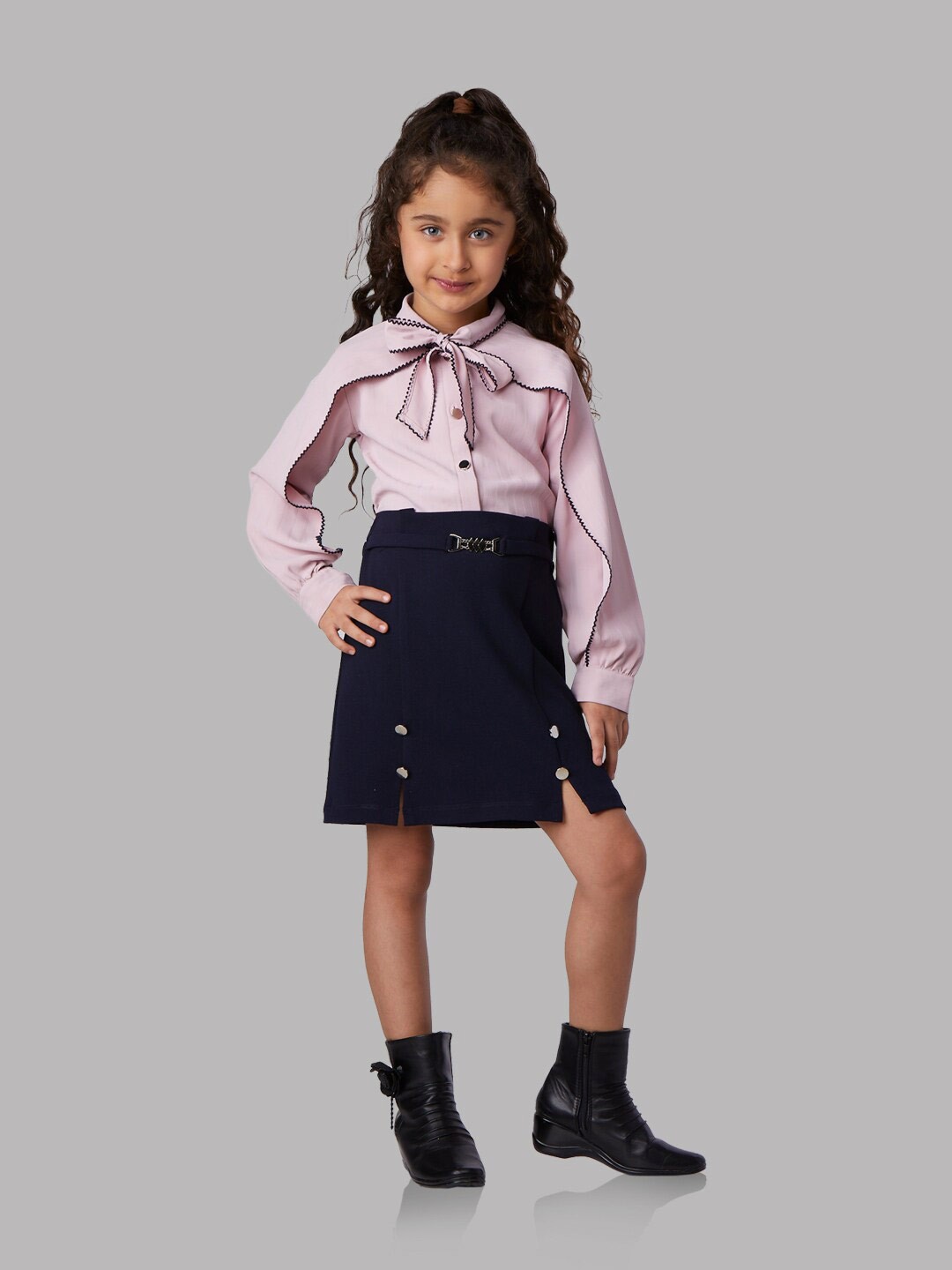 

Peppermint Girls Tie-Up Neck A-Line Dress, Pink