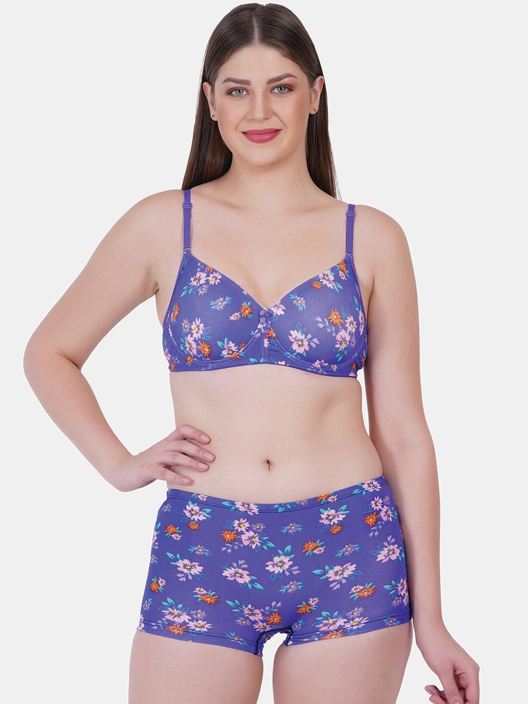 

Reveira Floral Printed Lingerie Set Layla-D2-30, Blue