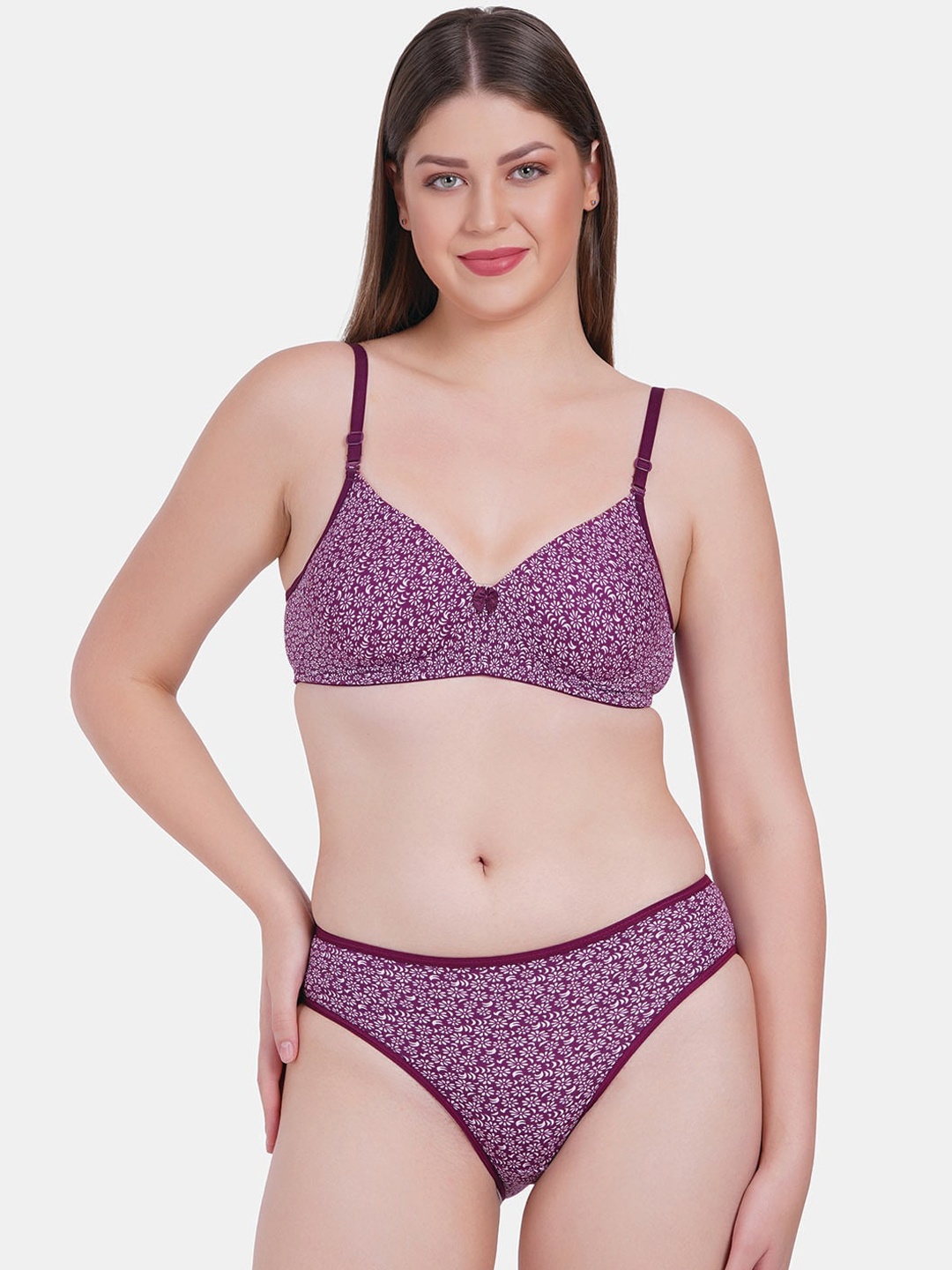 

Reveira Printed Non Padded Lingerie Set Sayna263-D1-30, Maroon