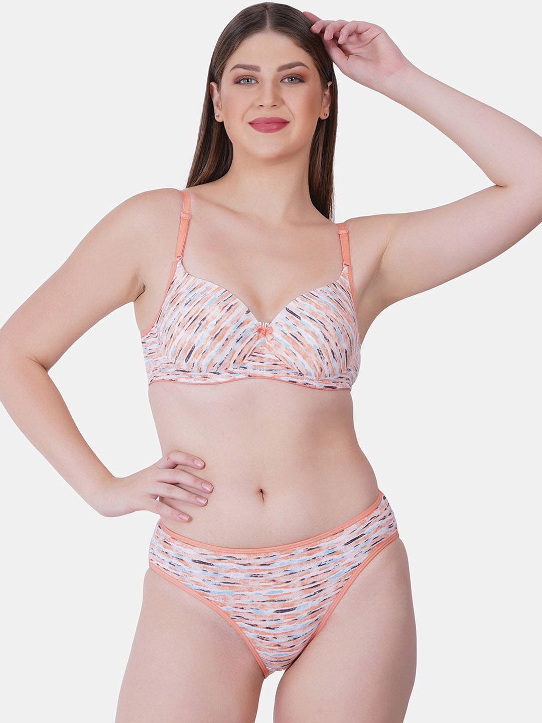 Reveira Abstract Printed Lingerie Set, White