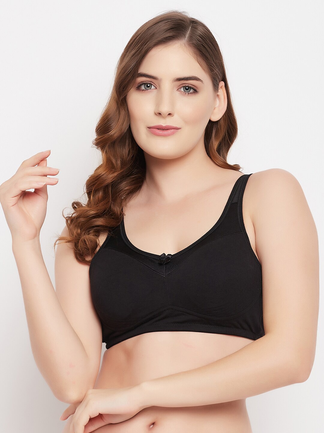 

Clovia Black Full Coverage Non-Padded Cotton Everyday Bra With All Day Comfort