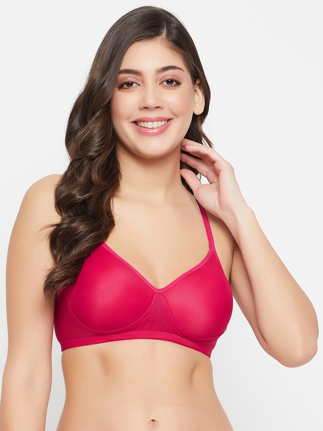 

Clovia Pink Full Coverage Lightly Padded T-shirt Bra With All Day Comfort