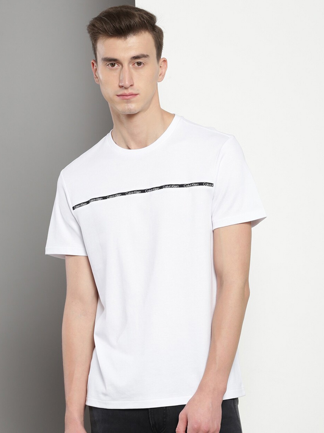 

Calvin Klein Jeans Striped Round Neck T-shirt, White