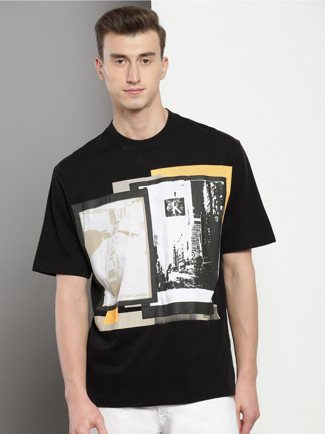 

Calvin Klein Jeans Graphic Printed Relaxed Fit Pure Cotton T-shirt, Black