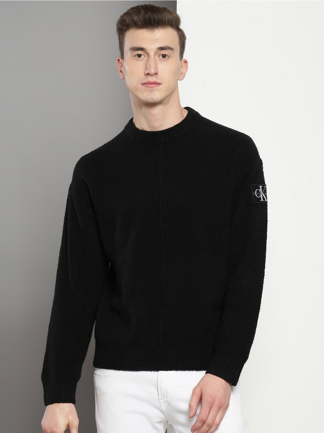 

Calvin Klein Jeans Round Neck Pullover Sweater, Black