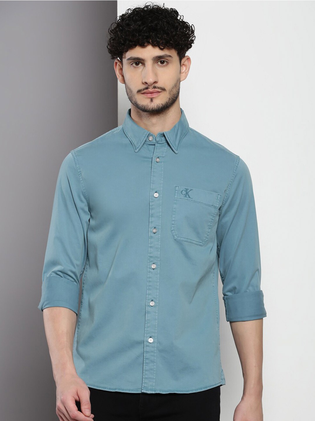 

Calvin Klein Jeans Spread Collar Casual Shirt, Blue
