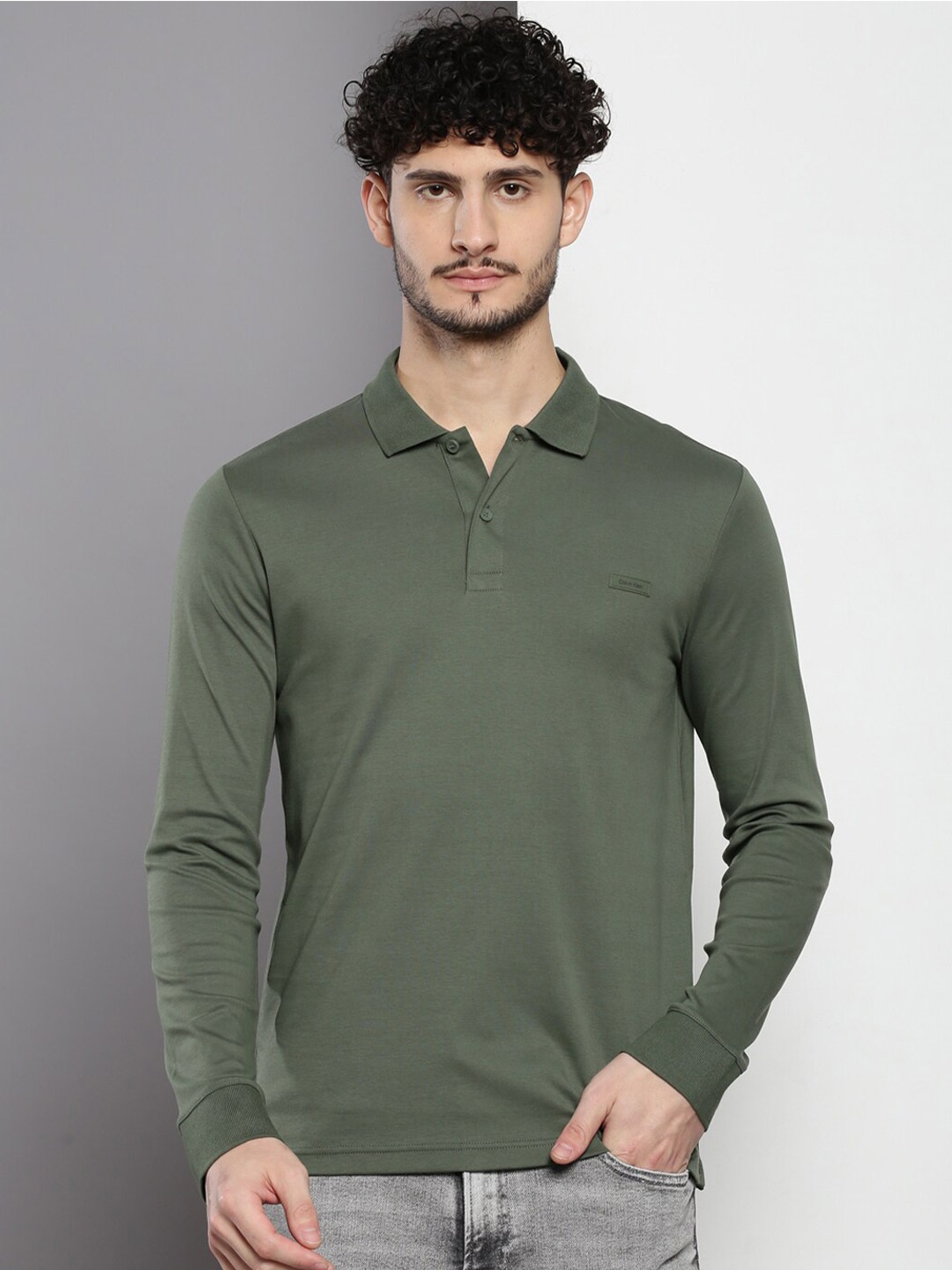 

Calvin Klein Polo Collar Slim Fit Pure Cotton T-shirt, Olive