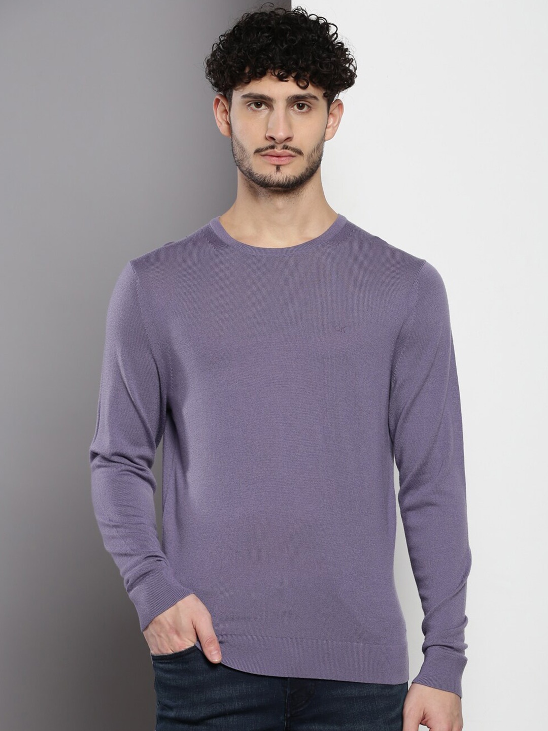 

Calvin Klein Jeans Round Neck Woollen Pullover Sweater, Purple