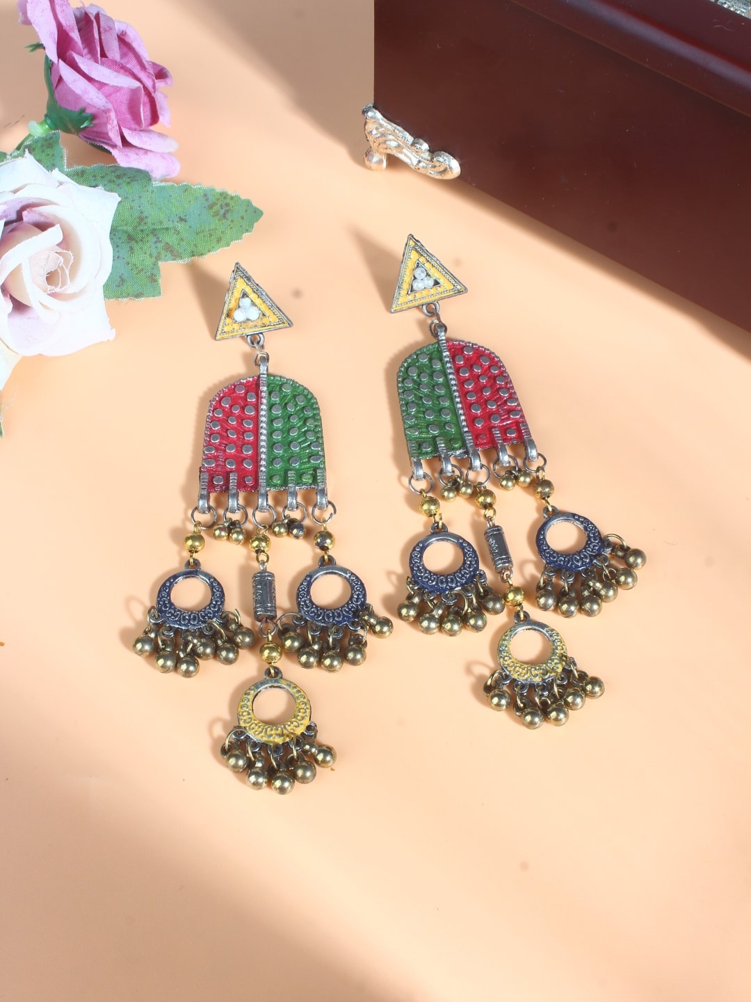 Sangria Gold-Plated Beaded Drop Earrings