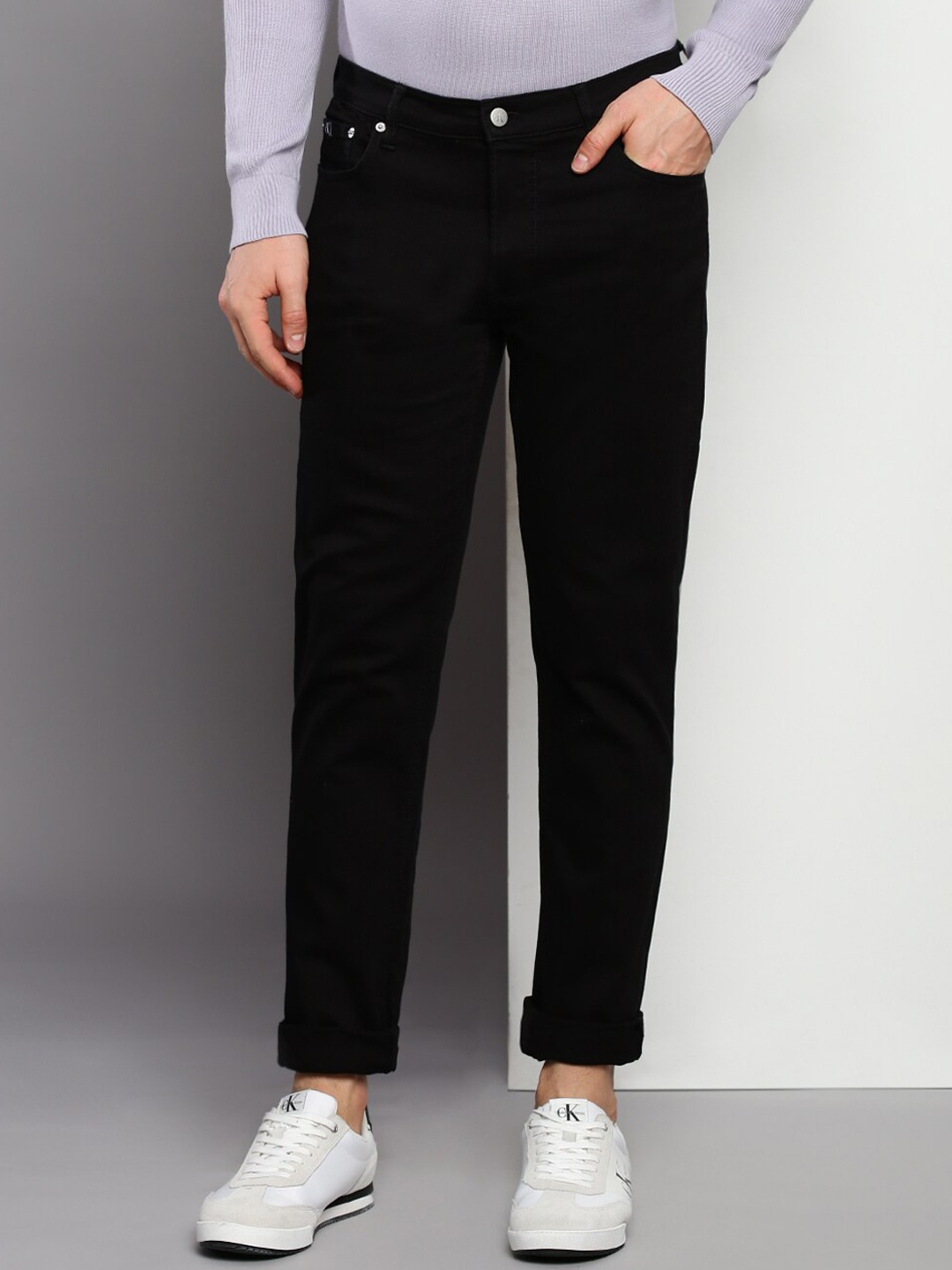 Calvin Klein Men Body Clean Look Dark Shade Stretchable Jeans, Black