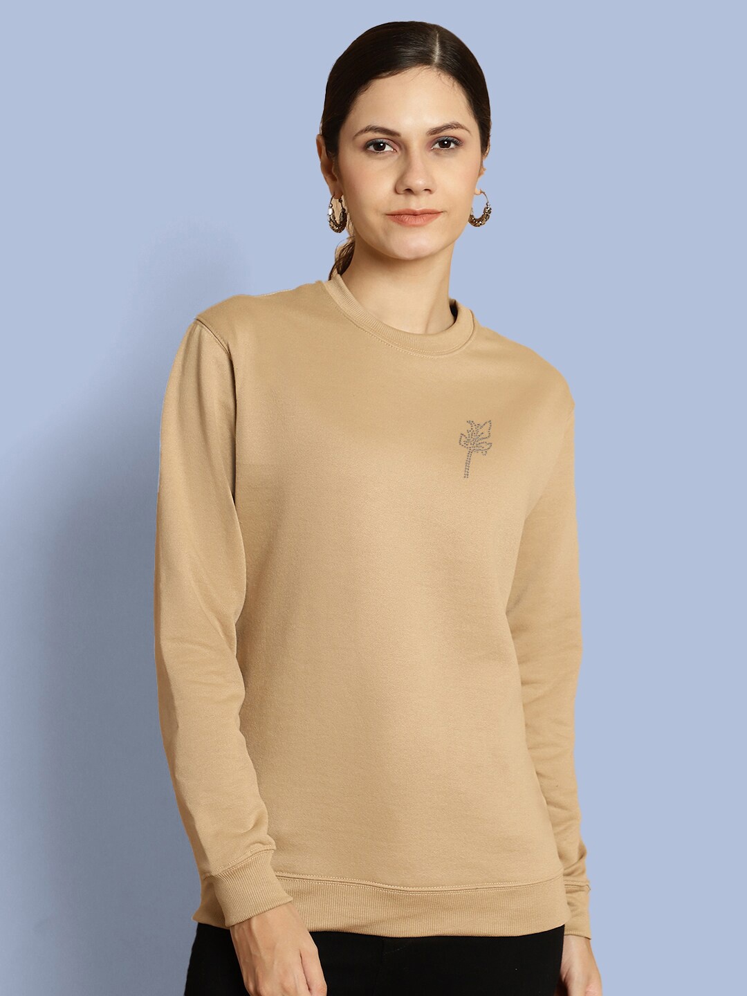 

urSense Round Neck Fleece Sweatshirt, Beige