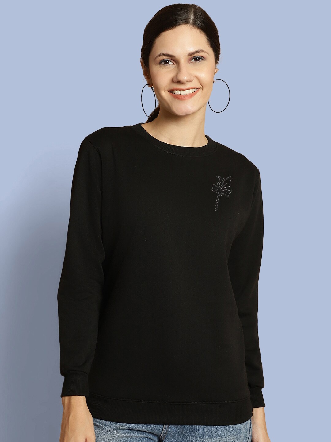 

urSense Round Neck Fleece Sweatshirt, Black