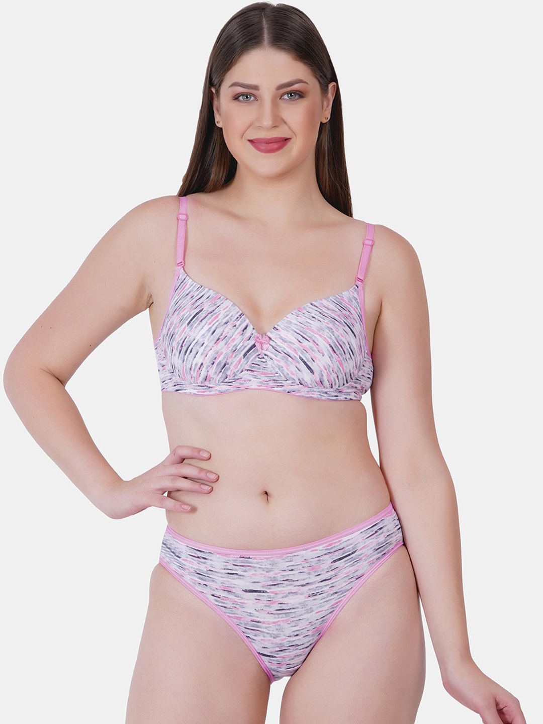 

Reveira Printed Lingerie Set, Pink
