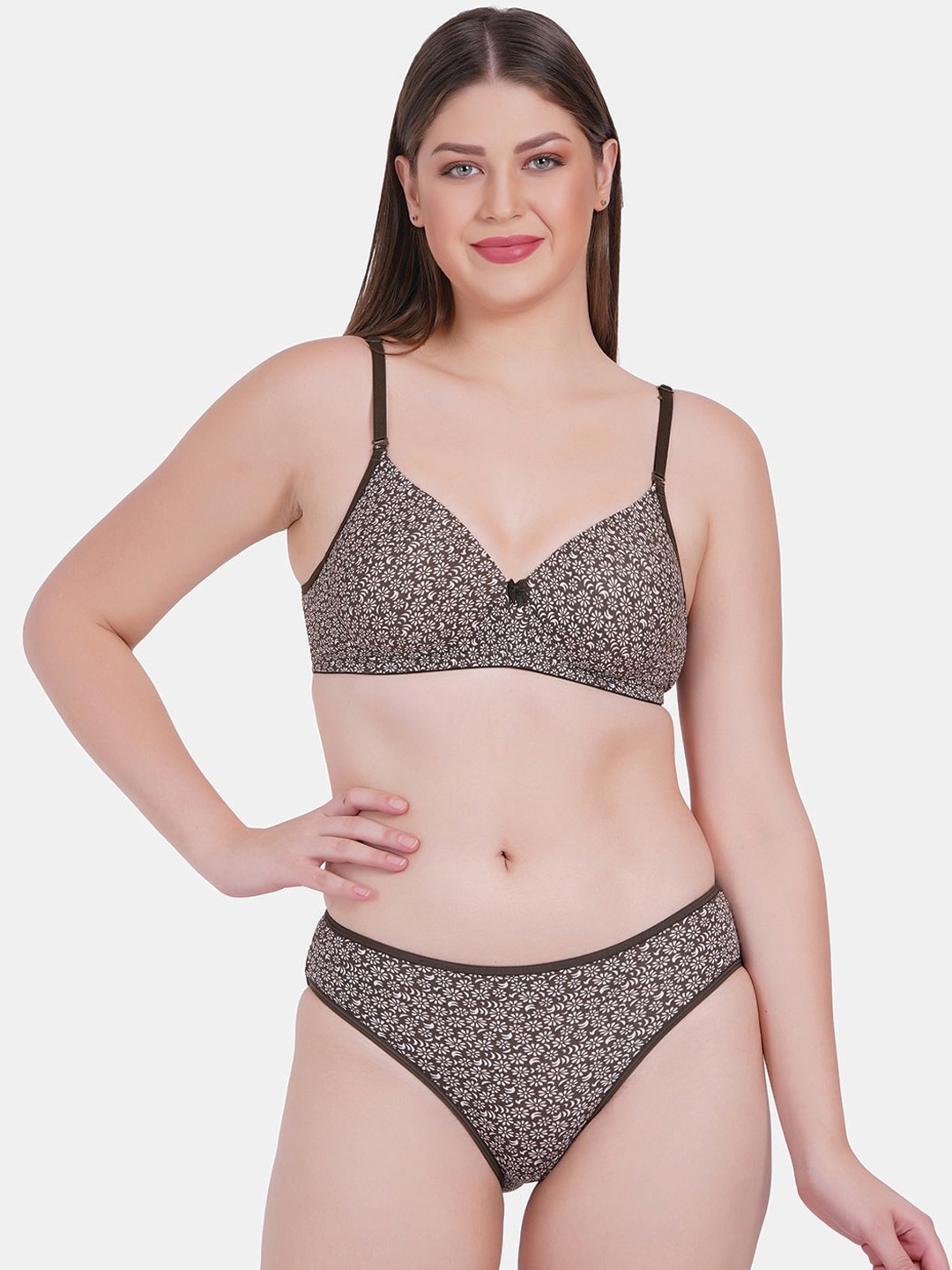 

Reveira Printed Non Padded Lingerie Set Sayna263-D2-30, Brown