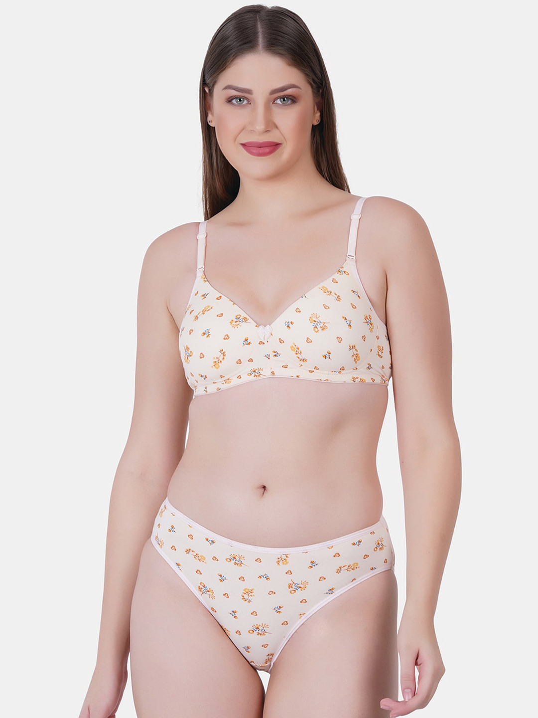 

Reveira Floral Printed Lingerie Set, Cream