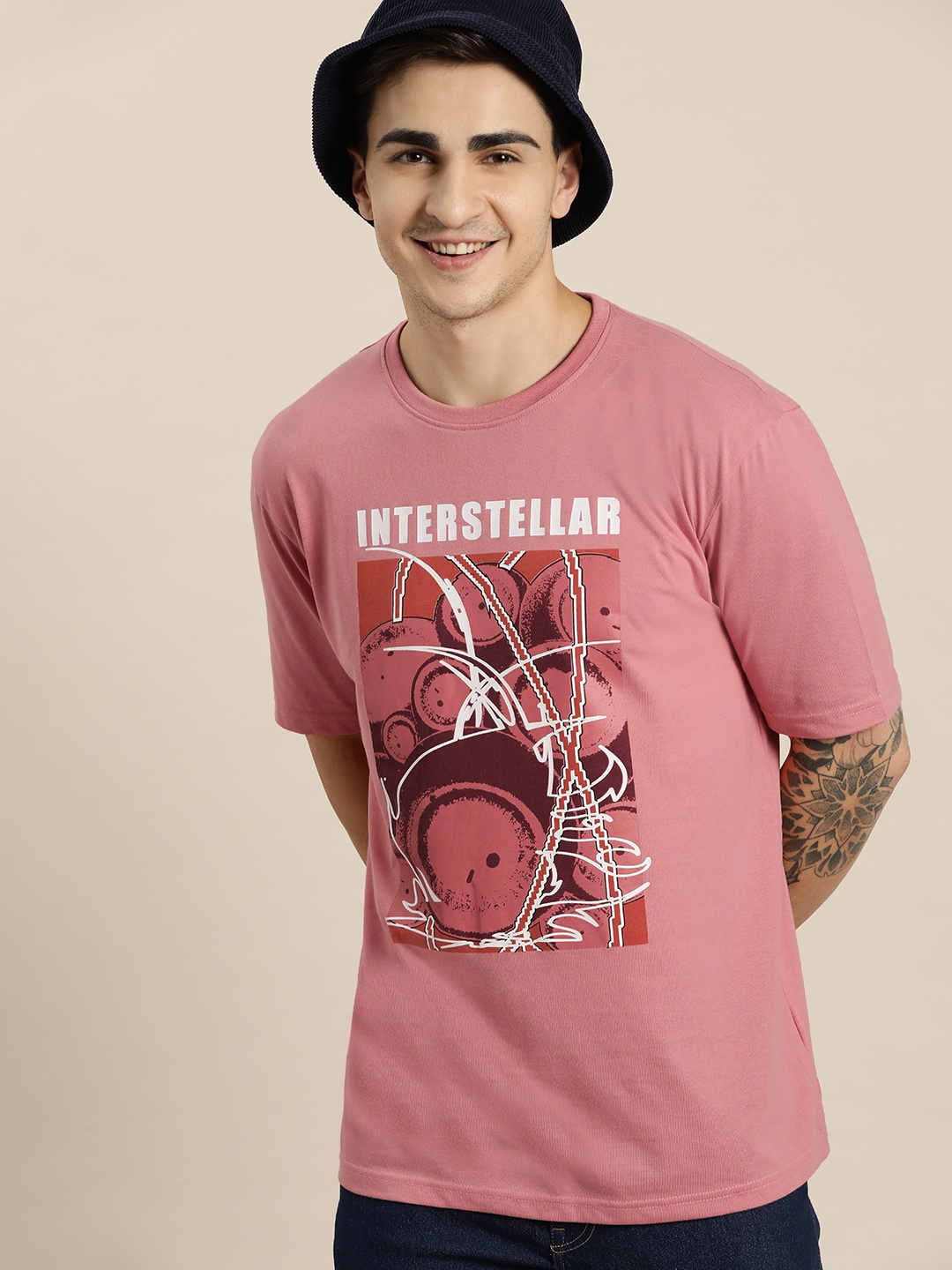 

HERE&NOW Men Printed T-shirt, Pink