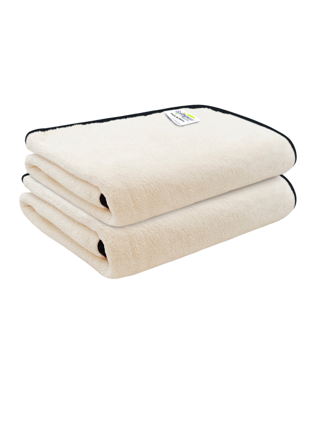 

Softspun Microfiber White & Black 2 Pieces 300 GSM Anti-Bacterial Bath Towels