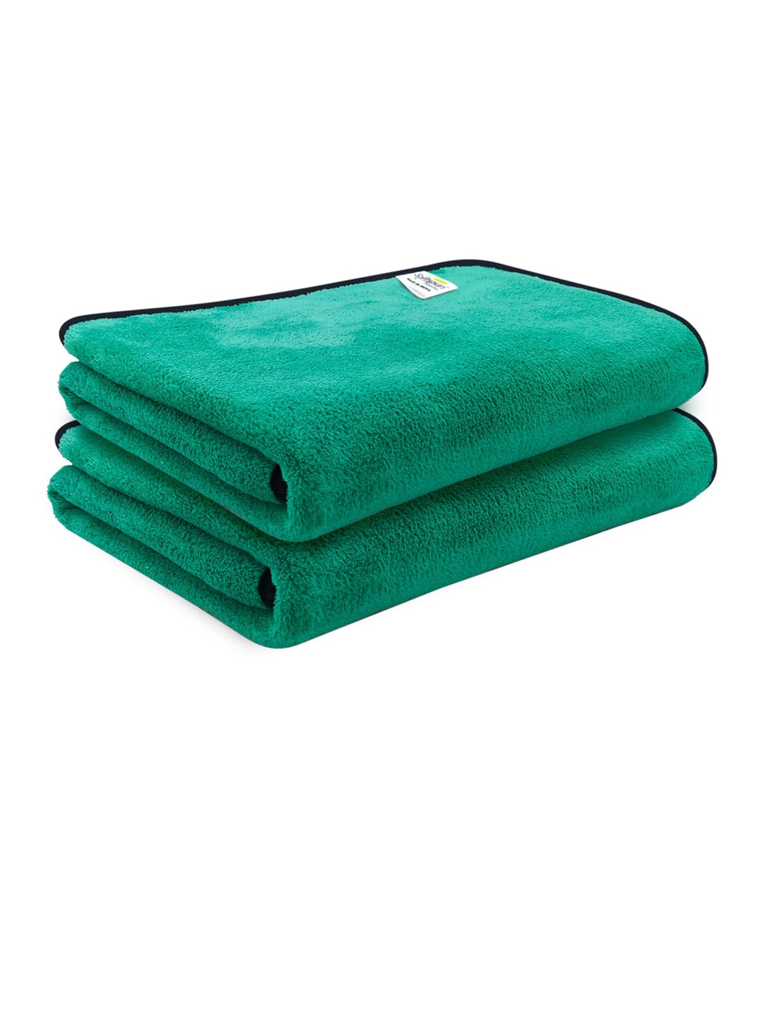 

Softspun Microfiber Green & Black 2 Pieces 300 GSM Anti-Bacterial Bath Towels